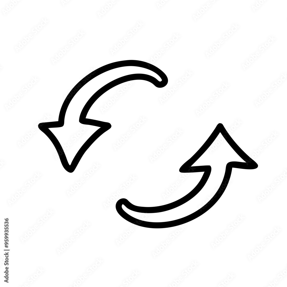Minimalist black and white two curved arrows icon, refresh and update concept Minimalist black and white two curved arrows icon, refresh and update concept