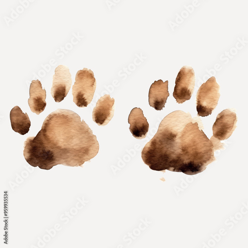 Watercolor dog paw print art