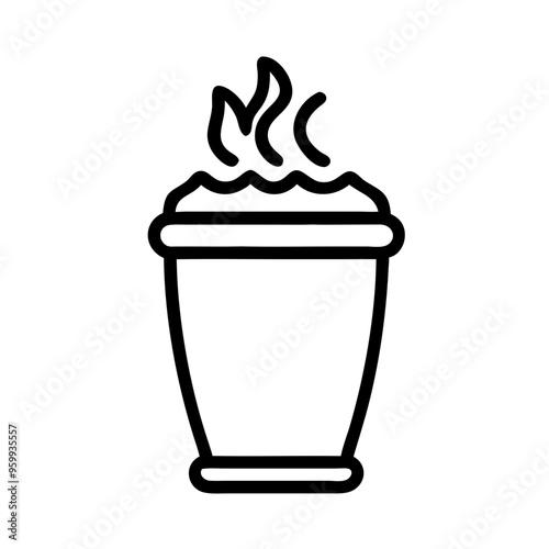 Minimalist black and white coffee cup icon, beverage and cafe concept