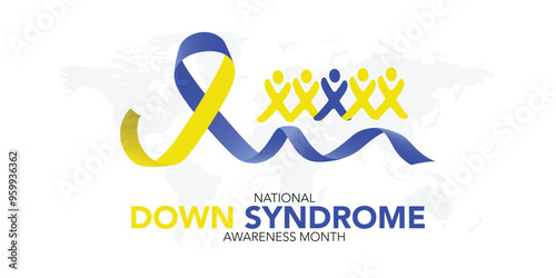 Down Syndrome awareness month is observed every year in October, it is a condition in which a person has an extra chromosome, they are small packages of genes in the body. vector illustration
