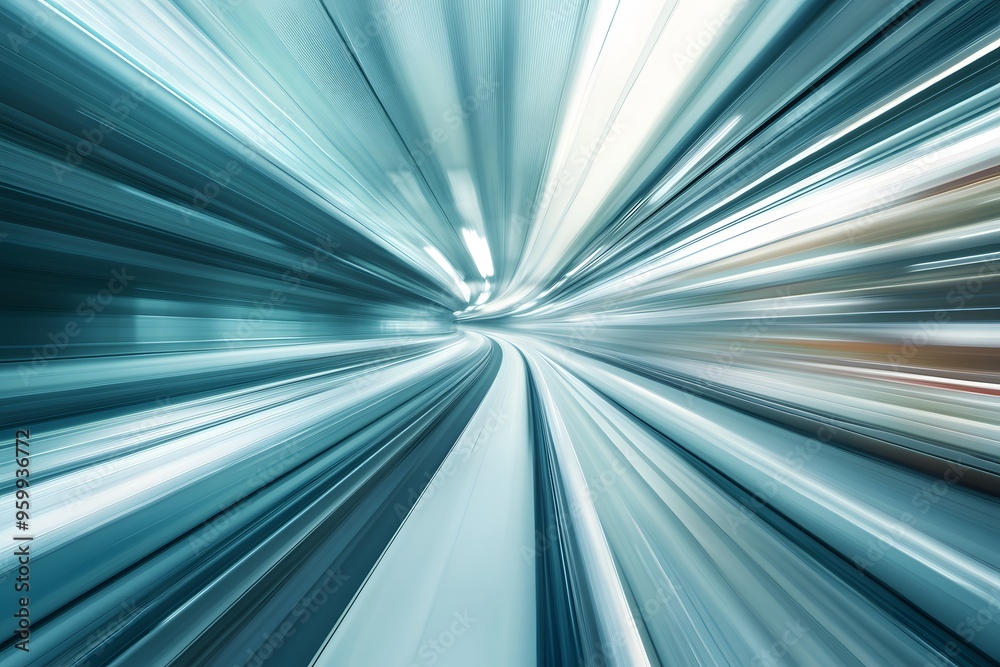 Abstract Blue and White Light Streaks in a Tunnel Abstract Blue and White Light Streaks in a Tunnel
