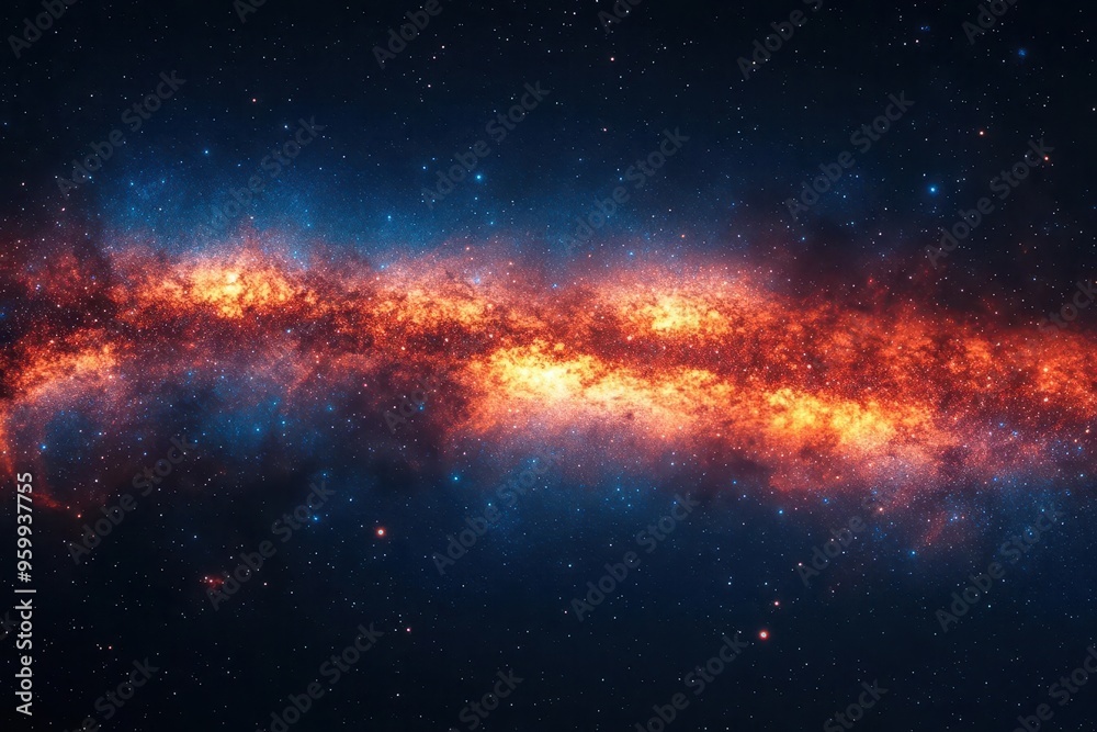 Naklejka premium aweinspiring panorama of the milky way arching across a starfilled night sky cosmic dust and distant galaxies create a breathtaking celestial tapestry