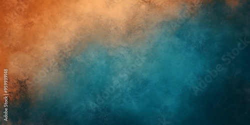 Blue and orange grunge background with space for text or image.