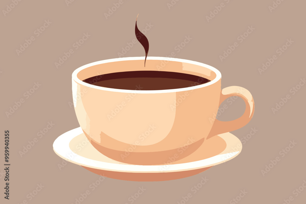 Obraz premium Steaming hot coffee cup illustration