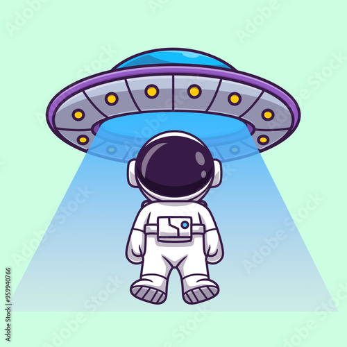 Cute Astronaut With UFO Cartoon Vector Icon Illustration.
Science Technology Icon Concept Isolated Premium Vector.
Flat Cartoon Style
