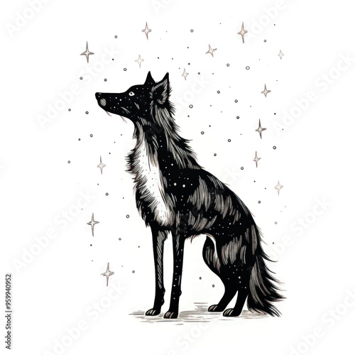 Celestial dog illustration art