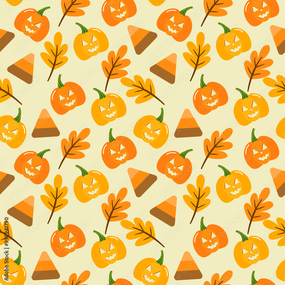 Obraz premium Halloween and Fall seamless pattern background 