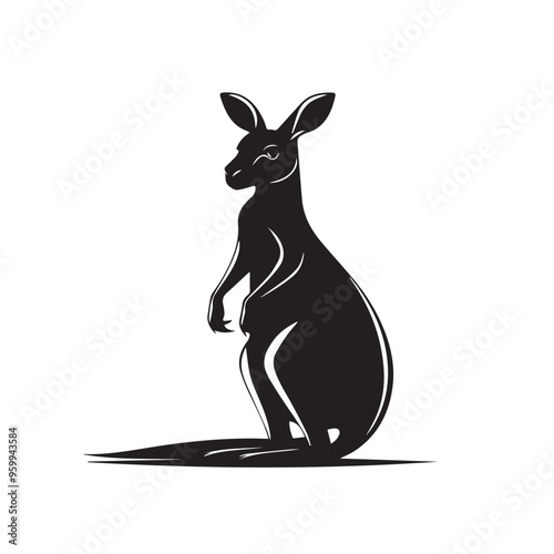 Kangaroo in cartoon, doodle style . Image for t-shirt, web, mobile apps and ui. Isolated 2d vector illustration in logo, icon, sketch style, Eps 10, black and white. AI Generative photo