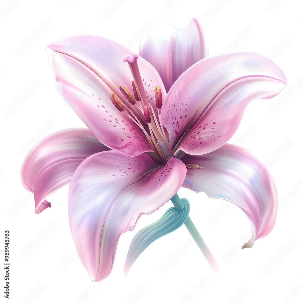 Naklejka premium A beautiful pink flower with a green stem