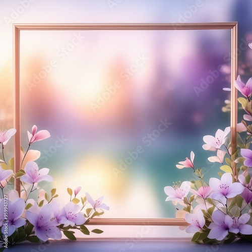 Picture frame with flowers on it, plant background photo