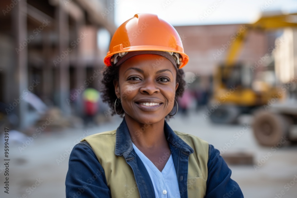 Portrait of a smiling middle aged businesswoman on construction site Portrait of a smiling middle aged businesswoman on construction site