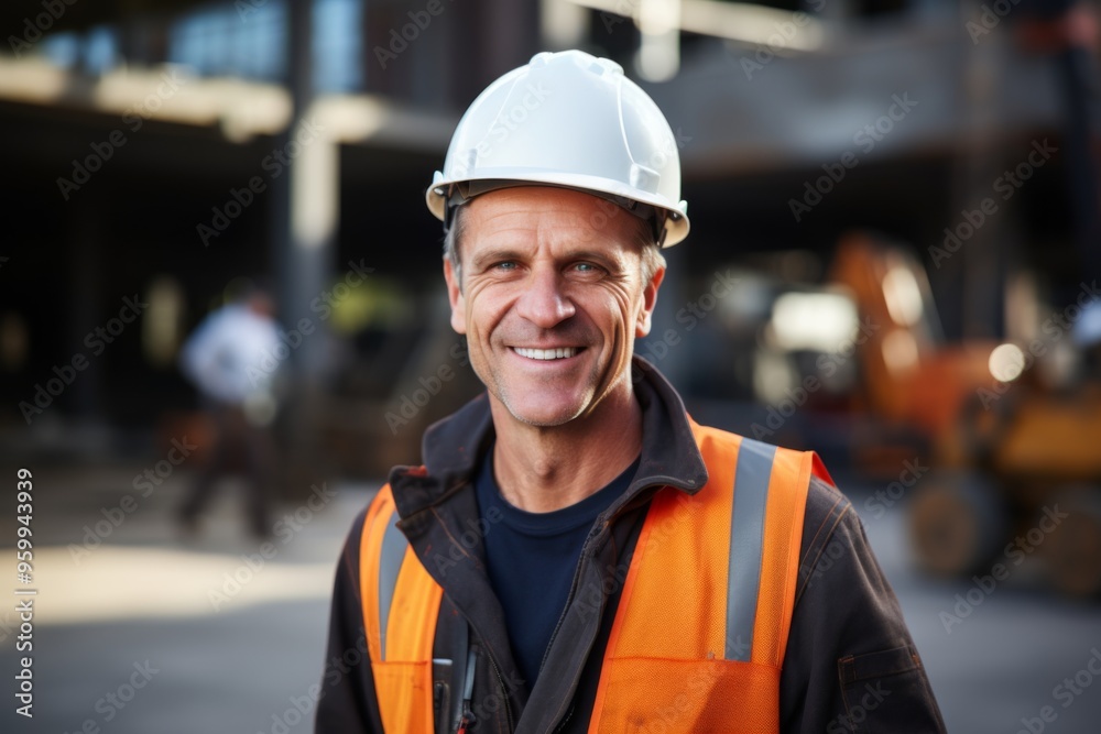 Portrait of a smiling middle aged businessman on construction site Portrait of a smiling middle aged businessman on construction site