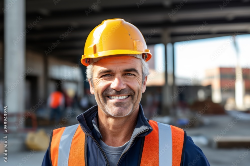 Portrait of a smiling middle aged businessman on construction site Portrait of a smiling middle aged businessman on construction site