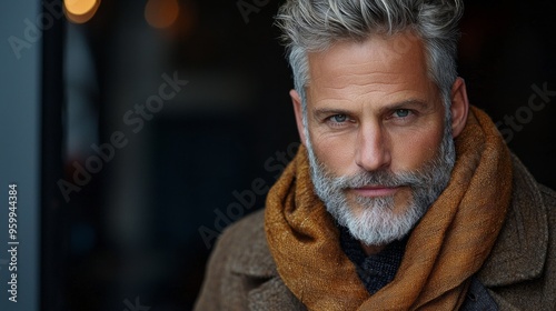 Fashionable Charming 55 year old man statuesqueness supermodel