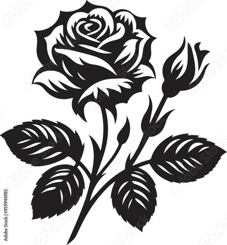 a black and white drawing of a roso flower roso it  photo