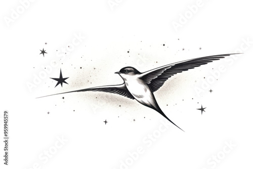Elegant bird tattoo design