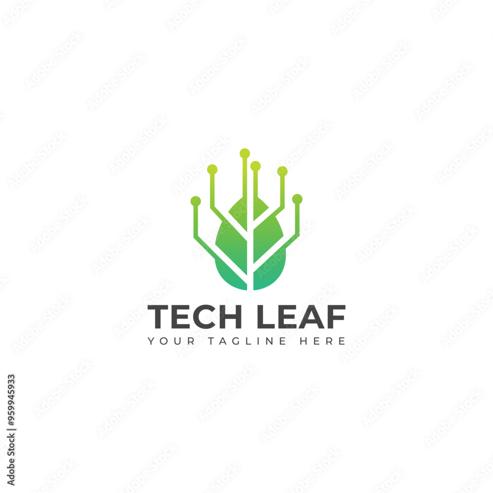 Fototapeta premium Creative Tech Leaf logo design