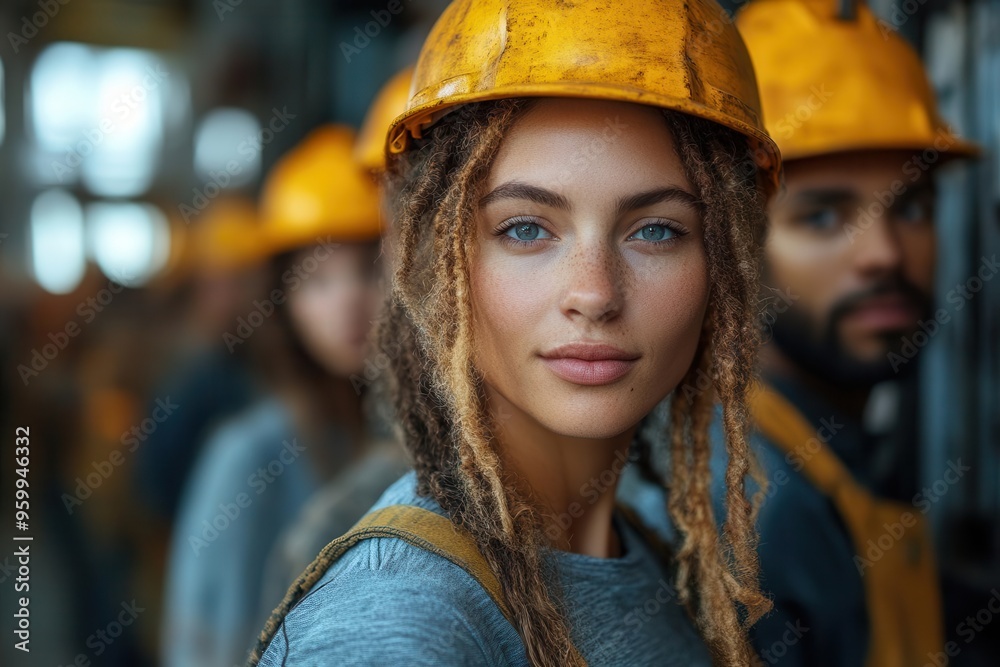 diverse team of industrial workers various ethnicities and genders collaborative poses futuristic factory backdrop empowerment and unity diverse team of industrial workers various ethnicities and genders collaborative poses futuristic factory backdrop empowerment and unity