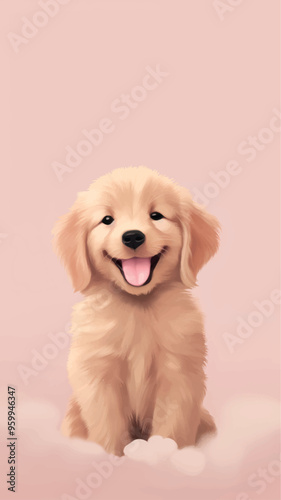 Adorable fluffy golden retriever puppy