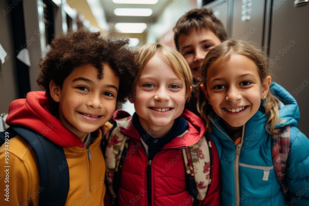 Portrait of a smiling group of elementary school kids Portrait of a smiling group of elementary school kids