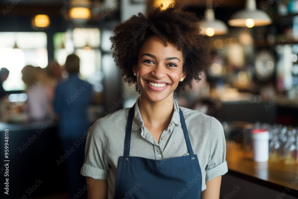 Smiling portrait of a young female barista Smiling portrait of a young female barista
