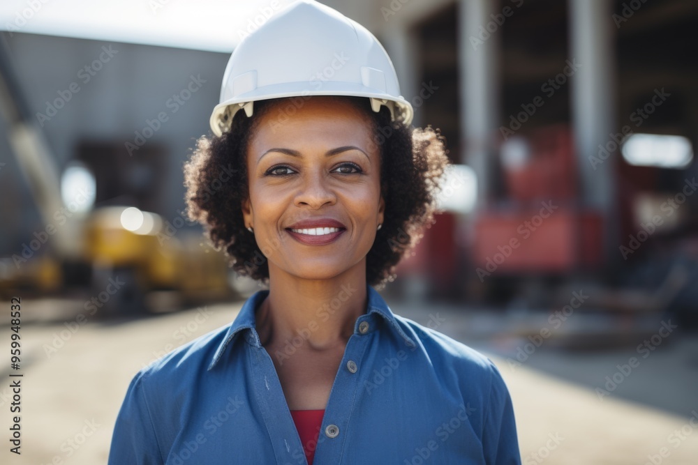 Portrait of a smiling middle aged businesswoman on construction site Portrait of a smiling middle aged businesswoman on construction site