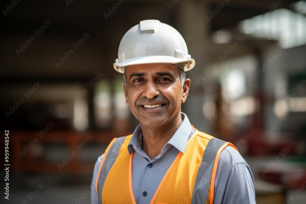 Portrait of a smiling middle aged businessman on construction site Portrait of a smiling middle aged businessman on construction site