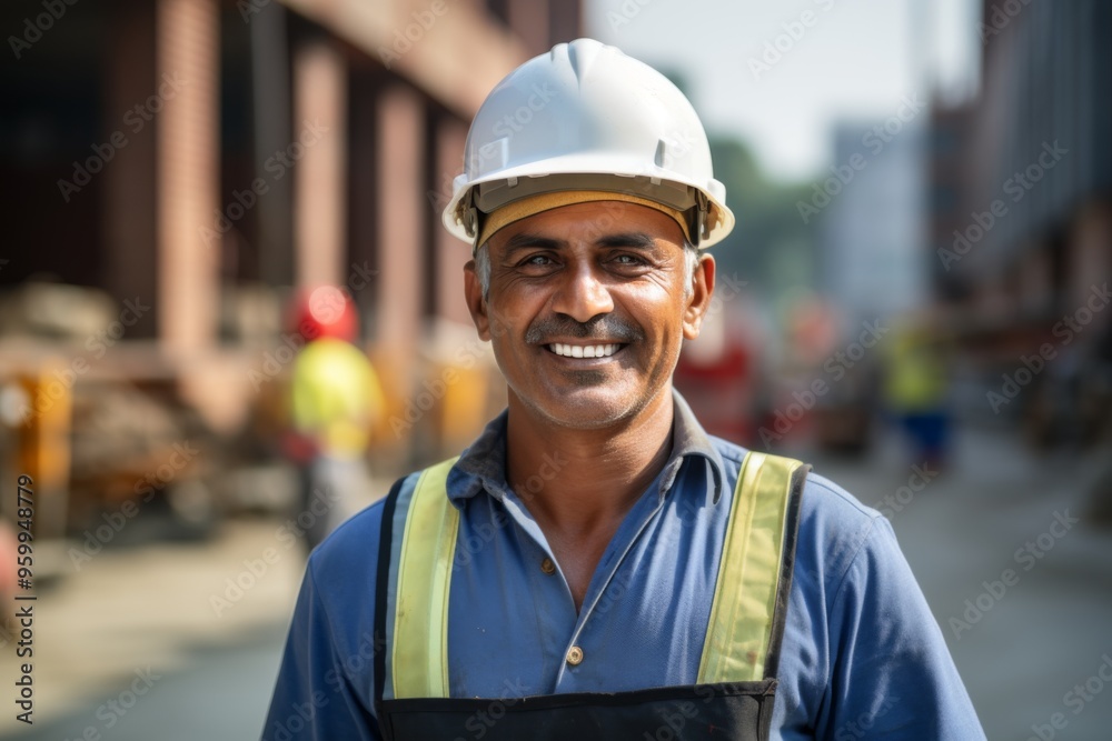 Portrait of a smiling middle aged businessman on construction site Portrait of a smiling middle aged businessman on construction site