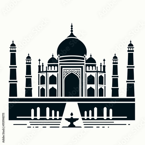 Flat vector silhouettes of famous places and monuments in the world
