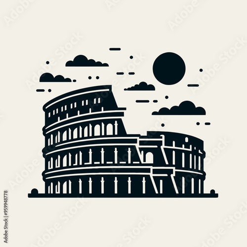 Flat vector silhouettes of famous places and monuments in the world
