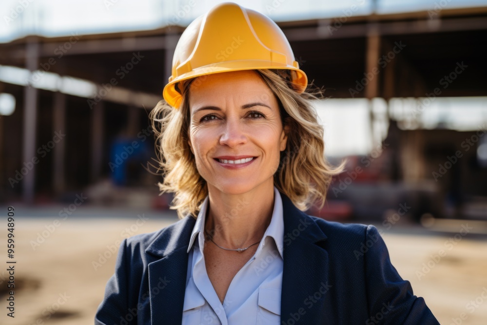 Portrait of a smiling middle aged businesswoman on construction site Portrait of a smiling middle aged businesswoman on construction site