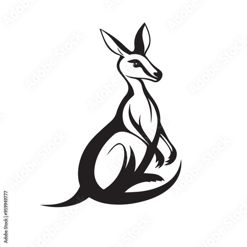 Kangaroo in cartoon, doodle style . Image for t-shirt, web, mobile apps and ui. Isolated 2d vector illustration in logo, icon, sketch style, Eps 10, black and white. AI Generative photo