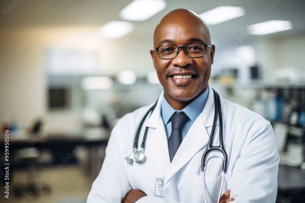Portrait of a smiling middle aged male doctor in hospital Portrait of a smiling middle aged male doctor in hospital