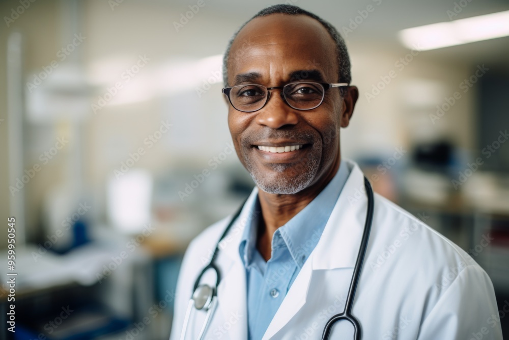 Portrait of a smiling middle aged male doctor in hospital Portrait of a smiling middle aged male doctor in hospital