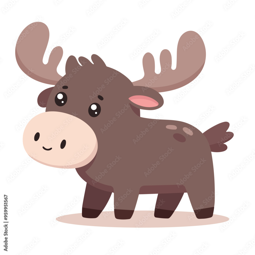 Adorable Playful Moose Illustration in Flat Vector Design Cute Animal Graphic for Nature Lovers Adorable Playful Moose Illustration in Flat Vector Design Cute Animal Graphic for Nature Lovers