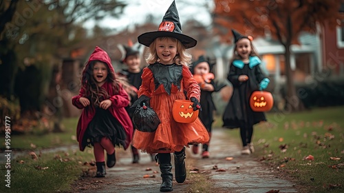 Children enjoying Halloween festivities.