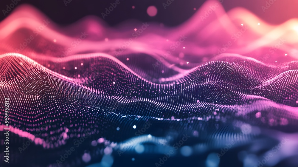 Abstract Digital Wave Background Pink and Blue Glow Technology and Data Abstract Digital Wave Background Pink and Blue Glow Technology and Data