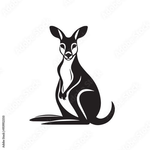 Kangaroo in cartoon, doodle style . Image for t-shirt, web, mobile apps and ui. Isolated 2d vector illustration in logo, icon, sketch style, Eps 10, black and white. AI Generative photo