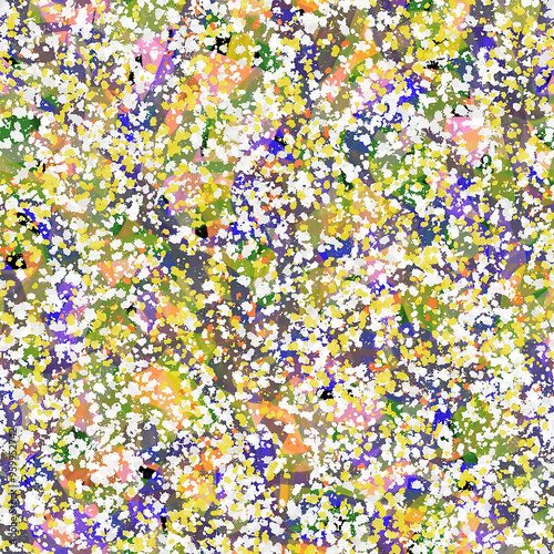 Abstract seamless pattern. Multicolored paint strokes, splashes, blots. Design of background, wallpaper, walls, interior, packaging, fabric, textiles.