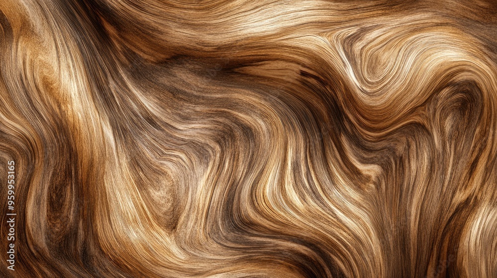 Fototapeta premium Wavy Wood Grain Texture Abstract Background with Swirling Patterns and Rich Brown Hues