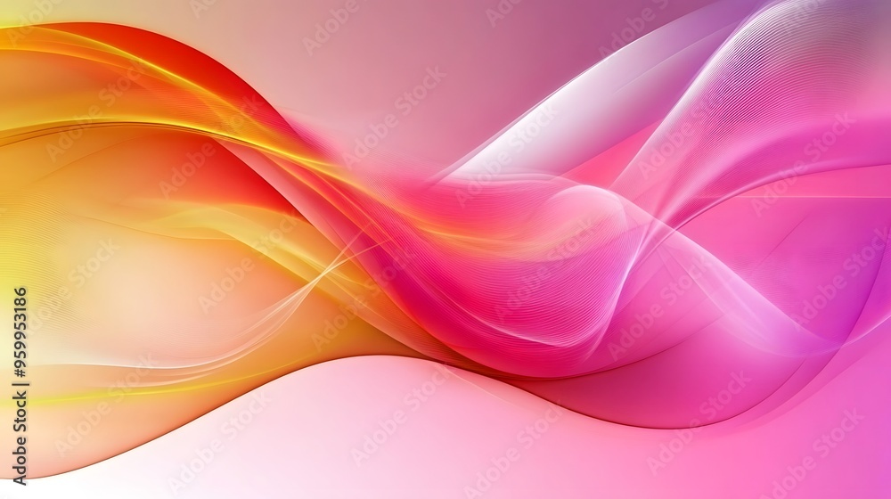 Abstract Background With Wavy Lines In Pink  Orange  And Yellow