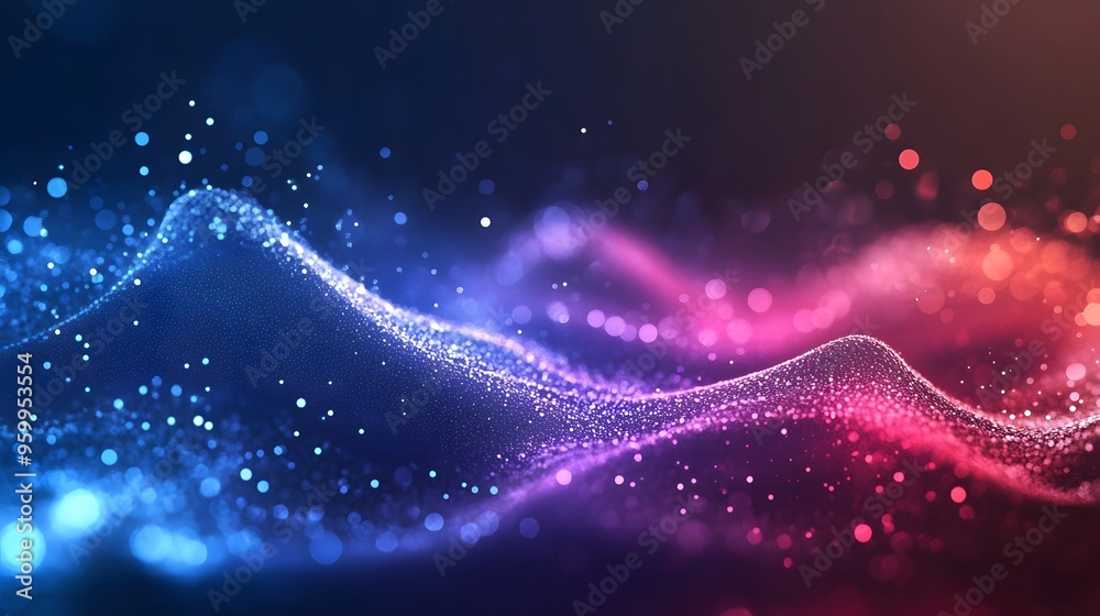 Fototapeta premium Abstract Blue and Red Glitter Background with Bokeh