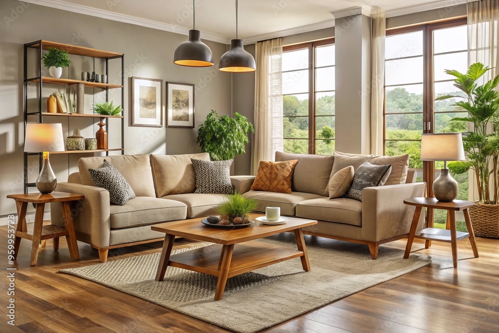 Obraz premium Sophisticated and reassuring, comfortable and stylish furniture choices create a warm and inviting atmosphere that