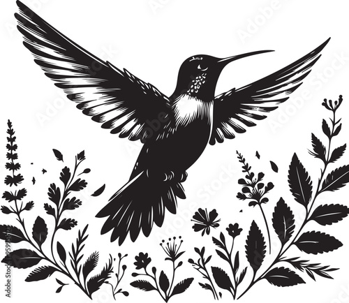 hummingbird vector design clipart flat style artwork photo