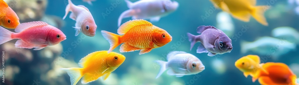A vibrant underwater scene featuring colorful fish swimming gracefully, showcasing marine life and aquatic beauty. A vibrant underwater scene featuring colorful fish swimming gracefully, showcasing marine life and aquatic beauty.