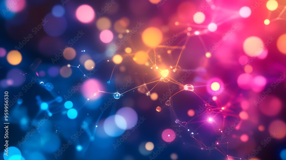 Abstract Network Connection with Bokeh Lights Abstract Network Connection with Bokeh Lights