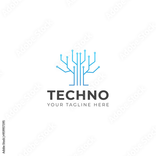 Creative Technology Tree logo design template