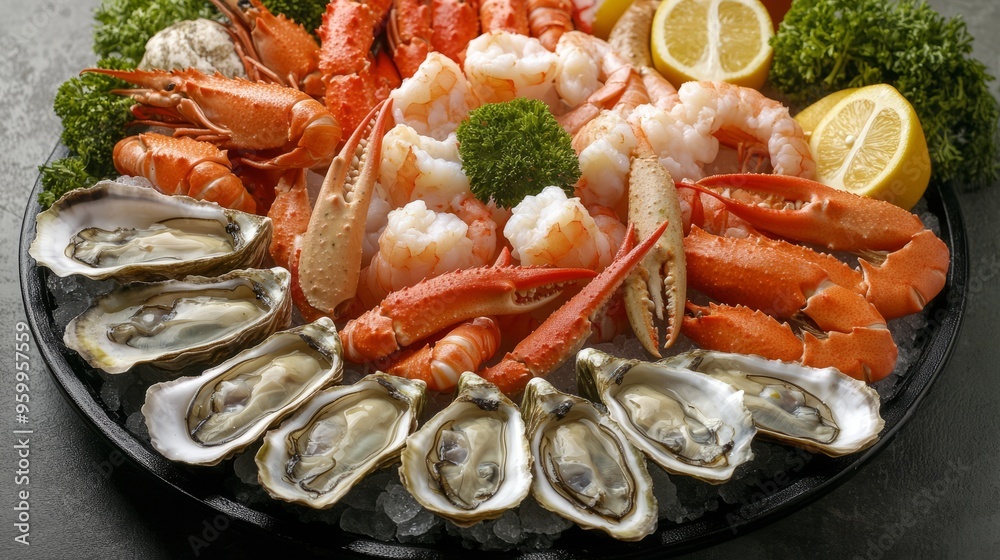 Fresh Seafood Platter: Shrimp, Oysters, & Crab Legs - Indulge in Deliciousness Fresh Seafood Platter: Shrimp, Oysters, & Crab Legs - Indulge in Deliciousness