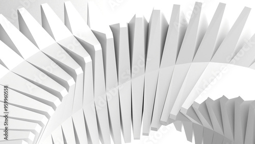 3D grayscale rendering of abstract, geometric structure. A simple, minimal, and modern or contemporary background or wallpaper. 3D rendering
