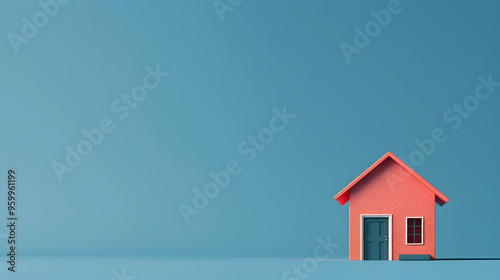 house on a blue background